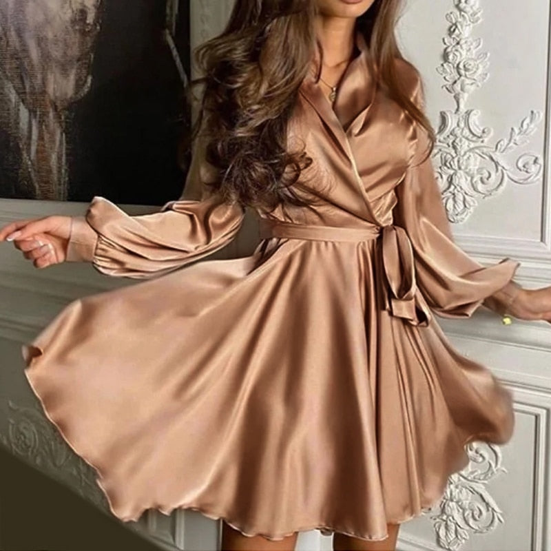 Melani | Women's Summer V-Neck Satin Midi Dress