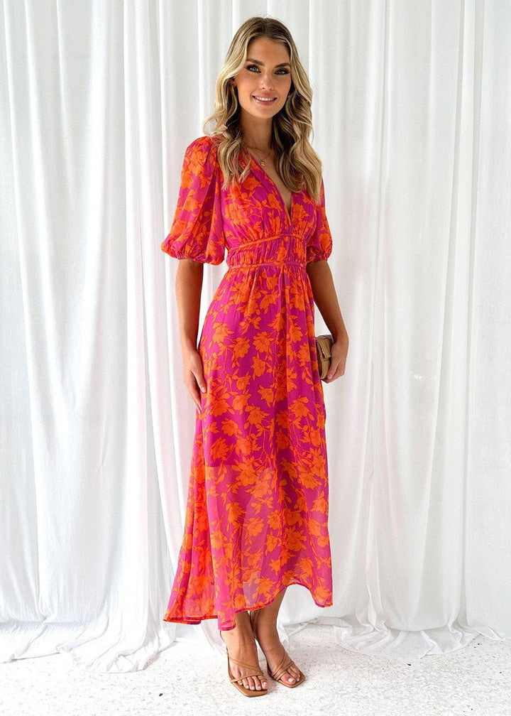 Quinn | Women’s V-Neck Floral Midi Dress