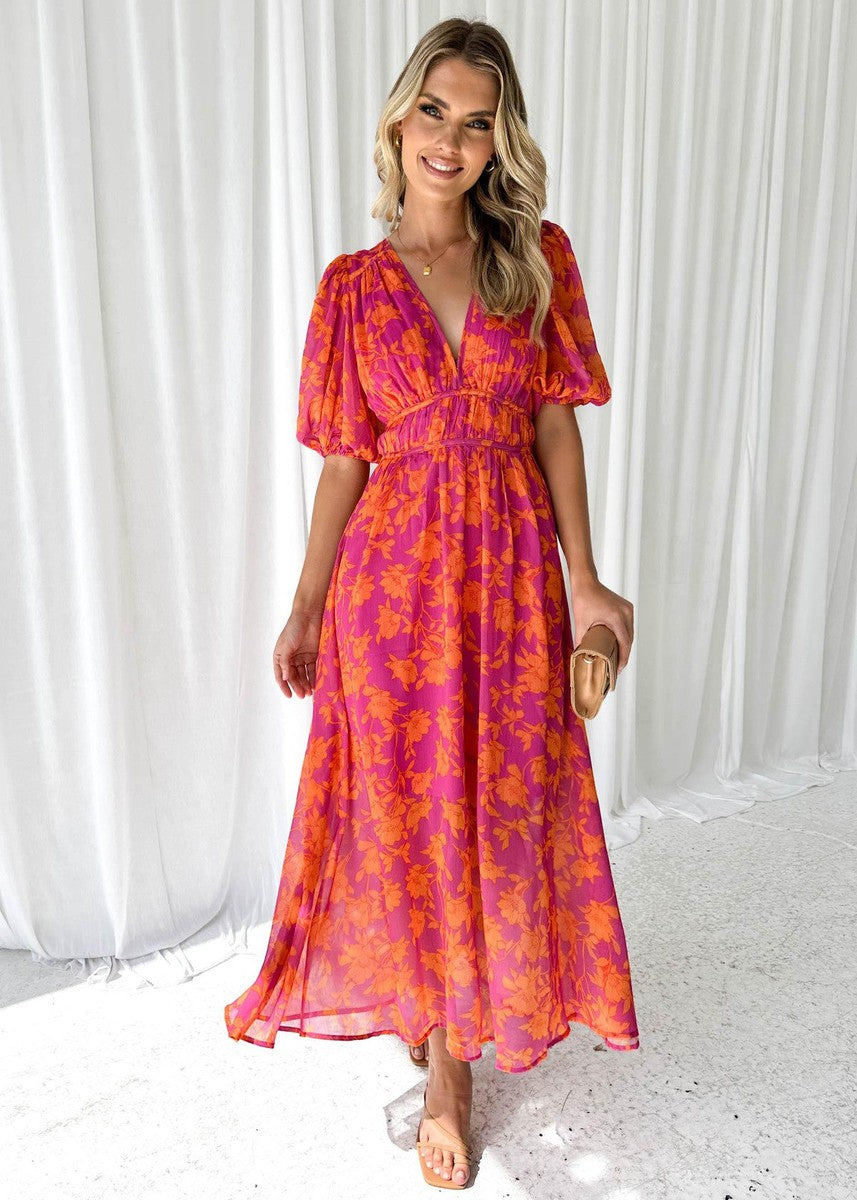 Quinn | Women’s V-Neck Floral Midi Dress