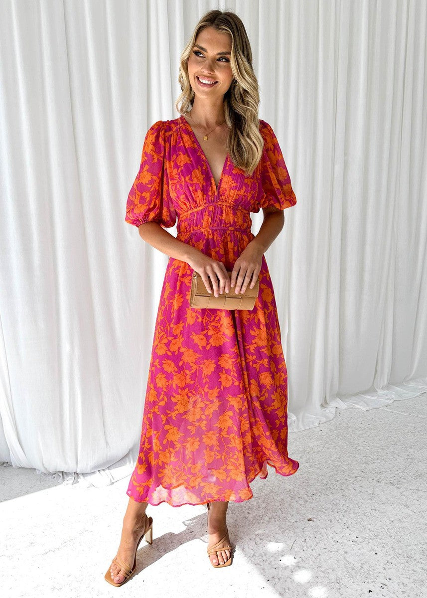 Quinn | Women’s V-Neck Floral Midi Dress
