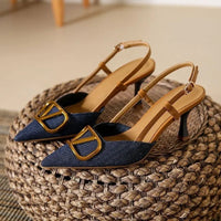 Petra | Women Slingback Pointed Toe Kitten Heels
