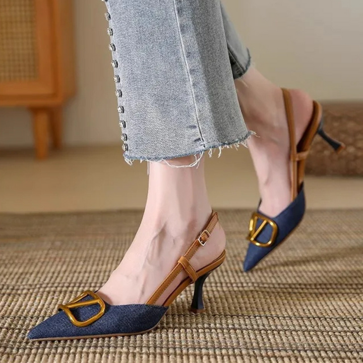 Petra | Women Slingback Pointed Toe Kitten Heels