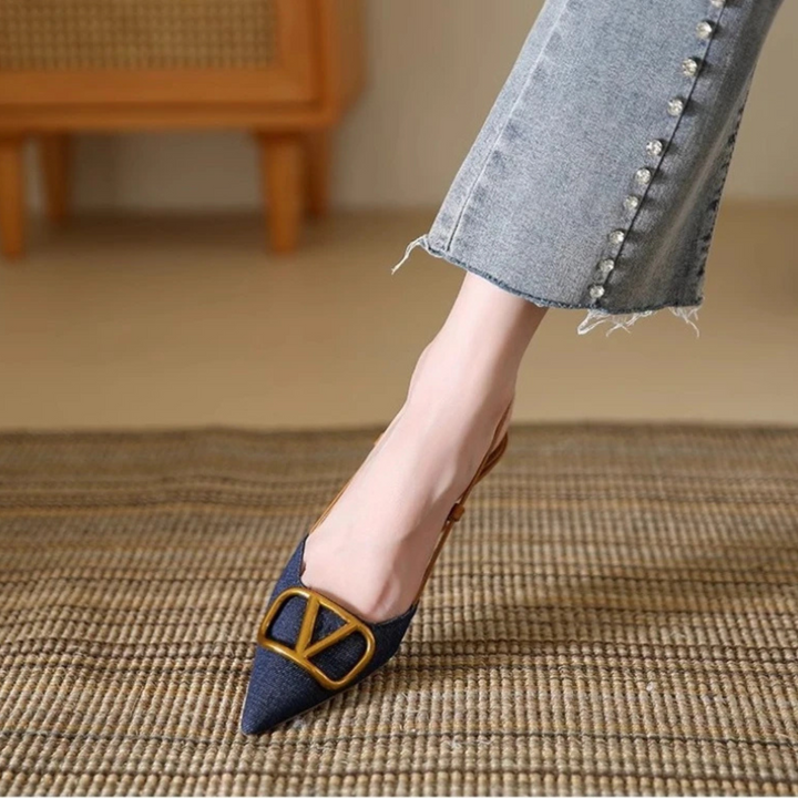 Petra | Women Slingback Pointed Toe Kitten Heels