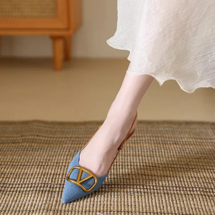 Petra | Women Slingback Pointed Toe Kitten Heels