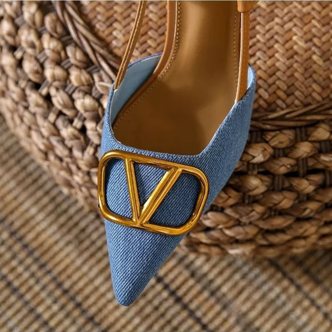 Petra | Women Slingback Pointed Toe Kitten Heels