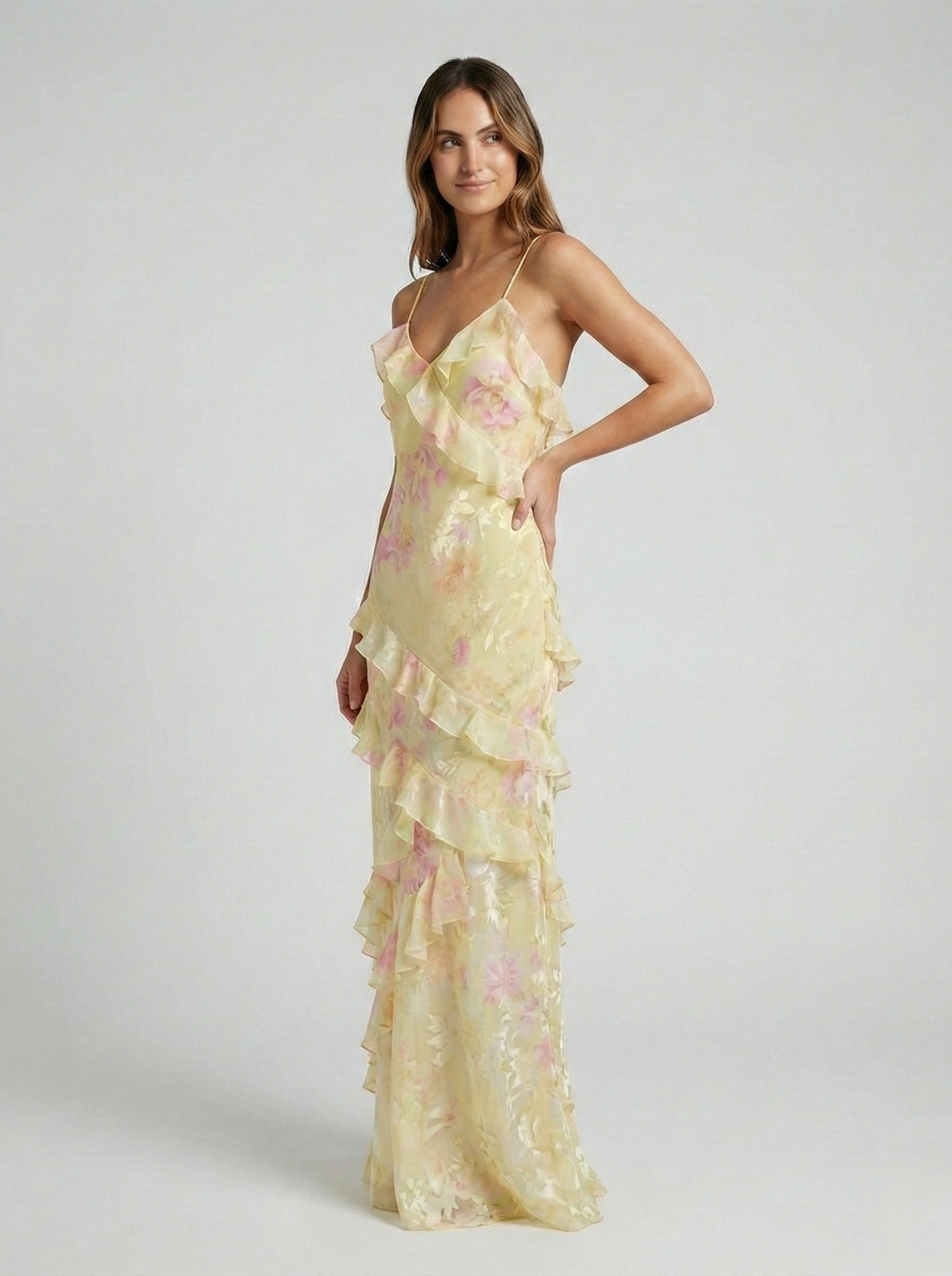 Selvara | Women's Summer Ruffle Maxi Dress