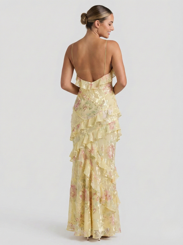 Selvara | Women's Summer Ruffle Maxi Dress