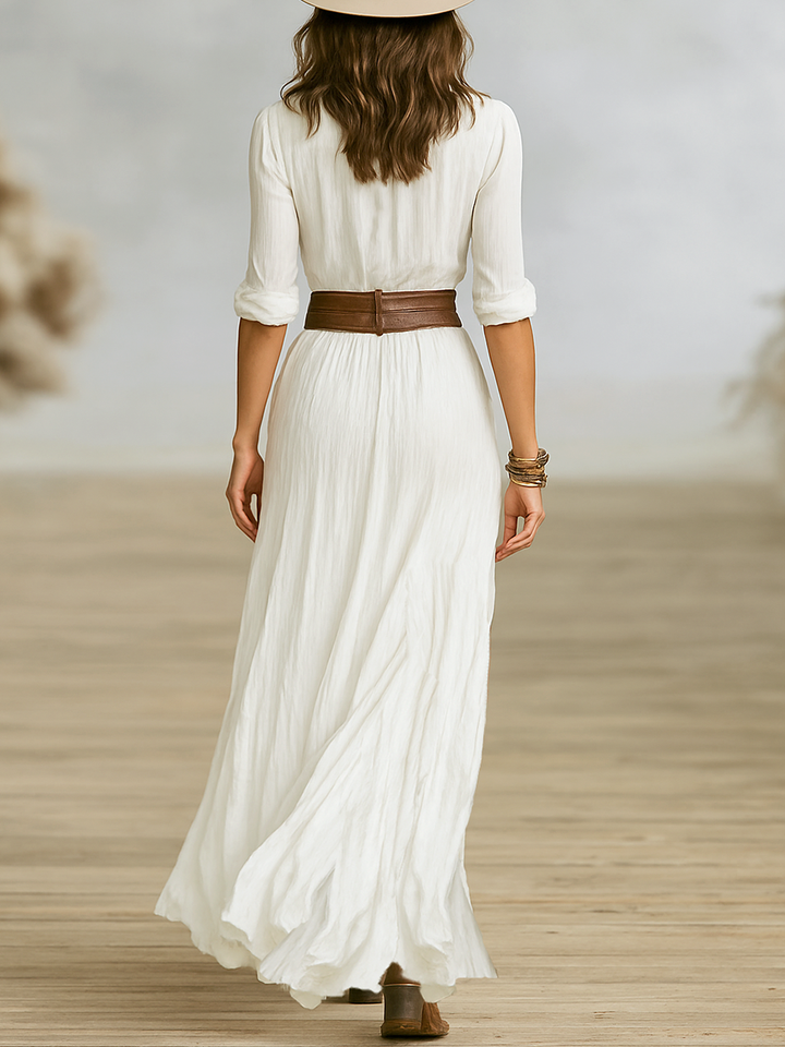 Lorraine | Women's Button-Up Slit Shirt Maxi Dress