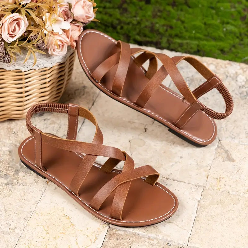 Clarissa | Women’s Summer Cross Strap Flat Sandals