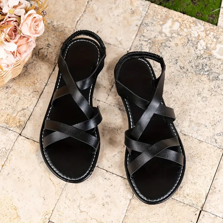Clarissa | Women’s Summer Cross Strap Flat Sandals