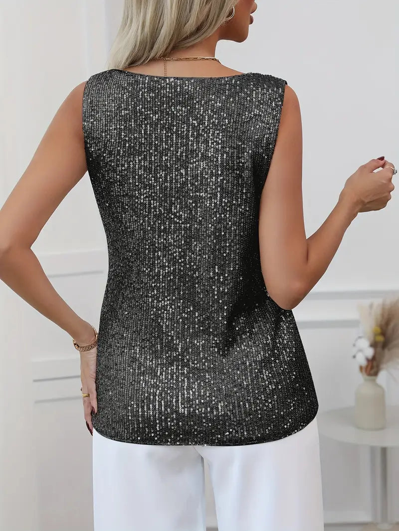 Selvira | Women’s Summer V-neck Glitter Top