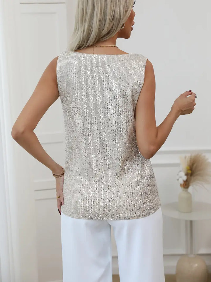 Selvira | Women’s Summer V-neck Glitter Top