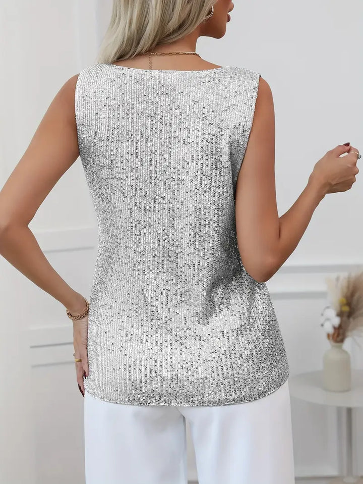 Selvira | Women’s Summer V-neck Glitter Top