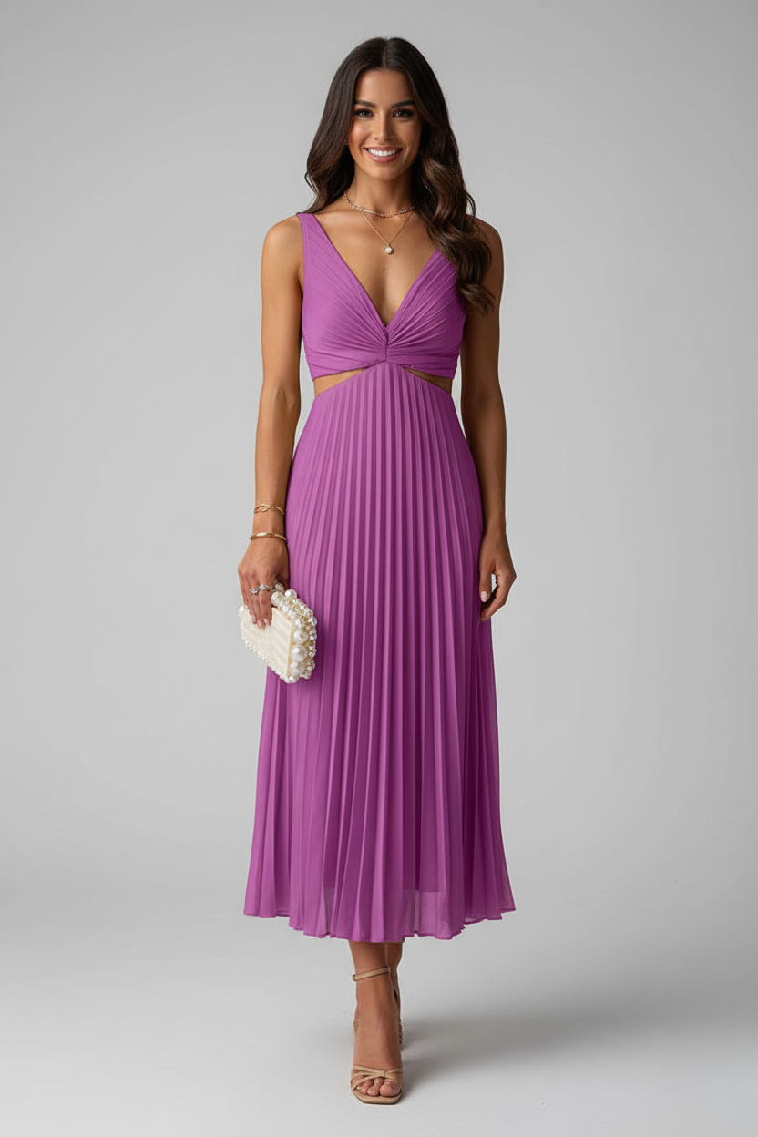 Kailey | Women’s Pleated Midi Wedding Guest Dress