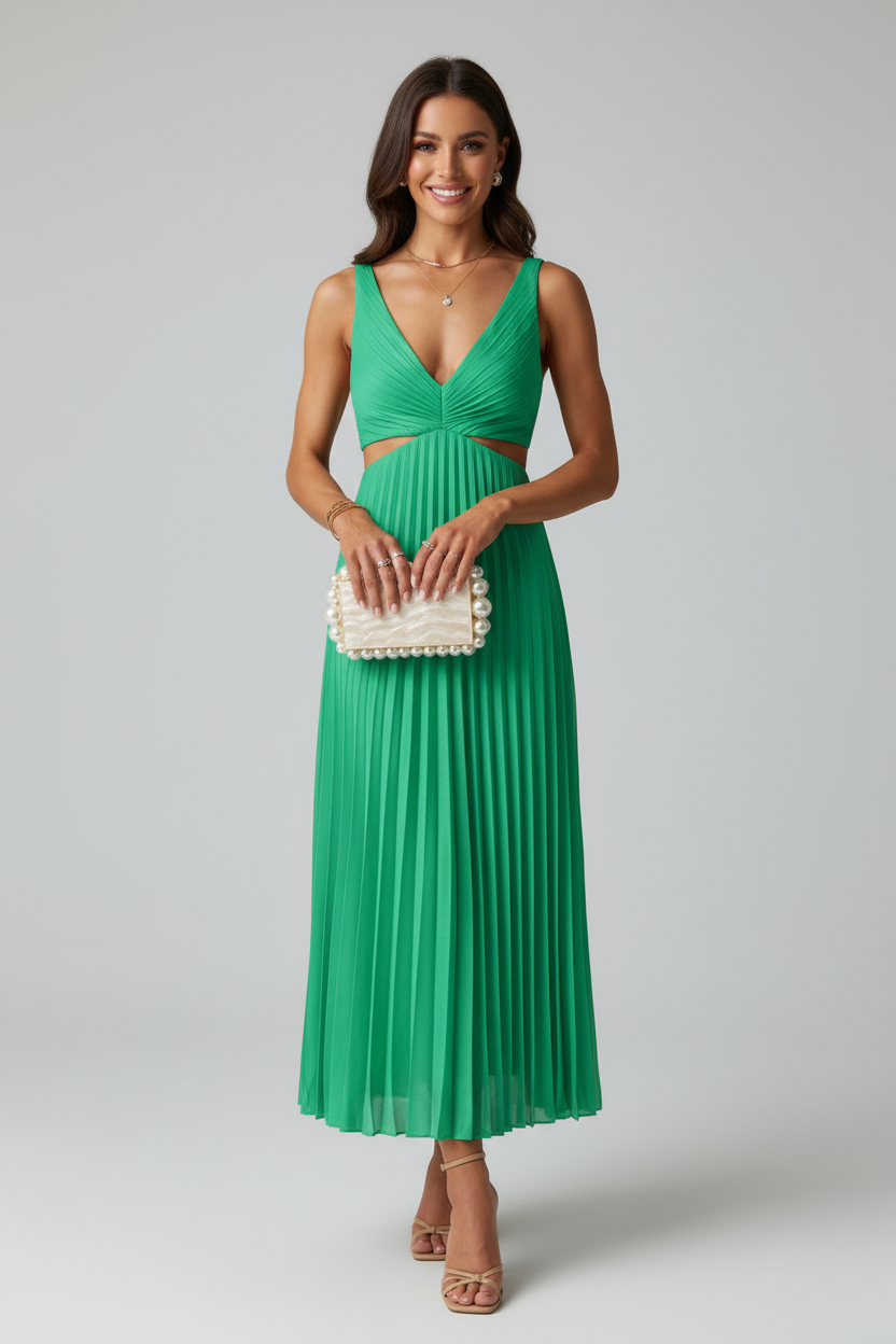 Kailey | Women’s Pleated Midi Wedding Guest Dress