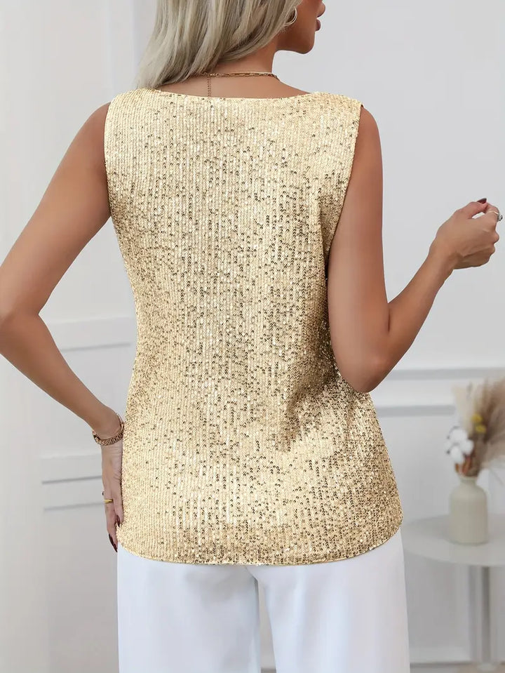 Selvira | Women’s Summer V-neck Glitter Top