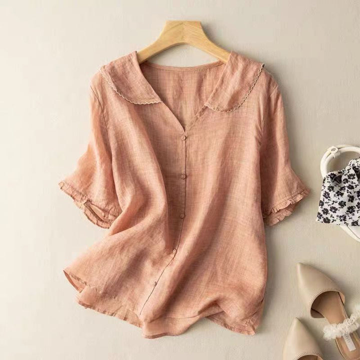 Clara | Women's Relaxed Fit Buttoned Casual Vintage Blouse