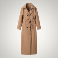 Juliana | Women's Double Breasted Long Camel Trench Coat