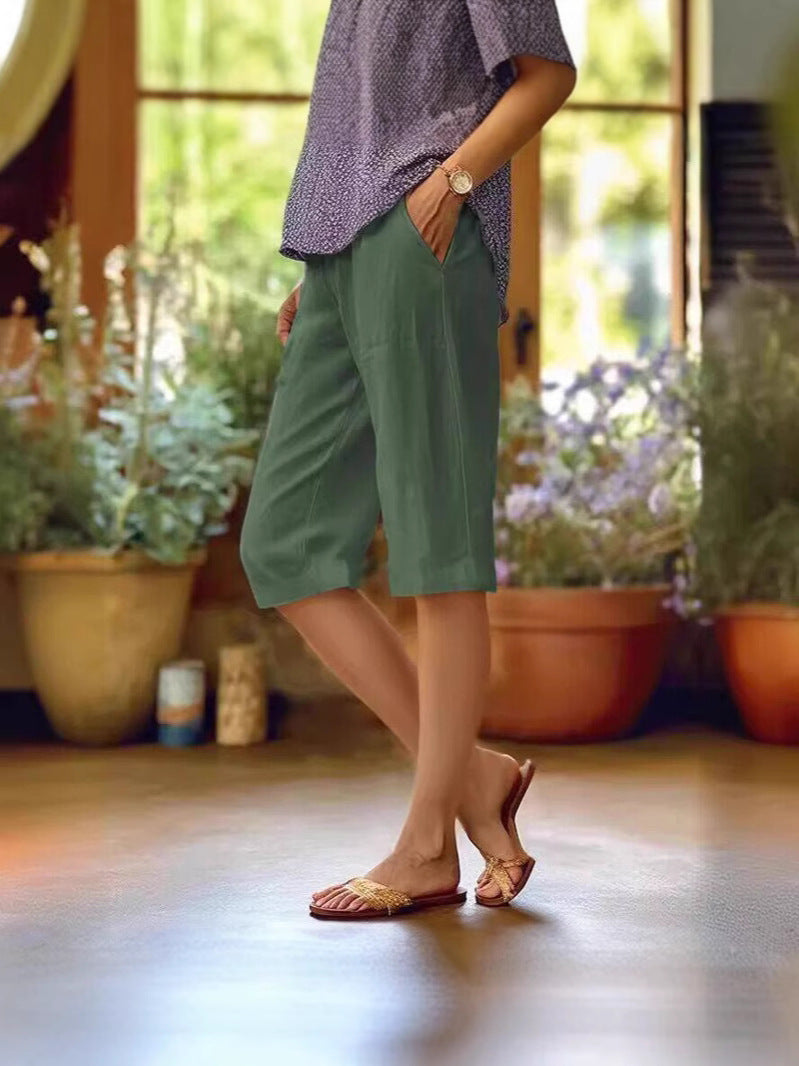 Velmira | Women’s Knee-Length Linen Summer Shorts