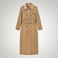 Coletta | Women's Long Double Belted Camel Trench Coat
