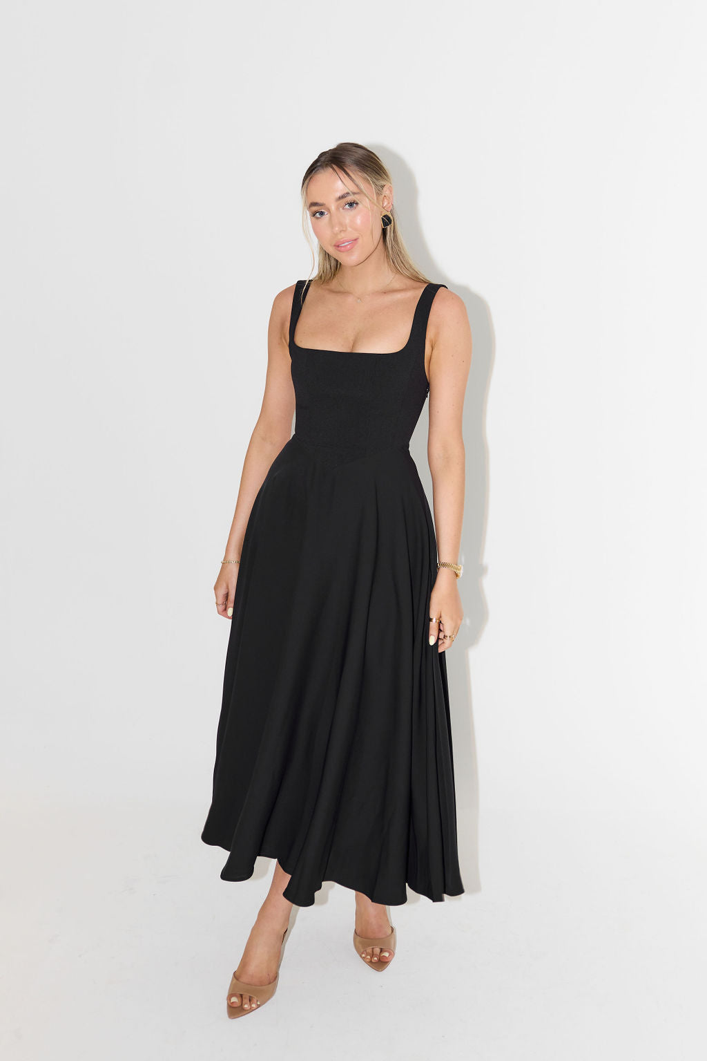 Emery | Women’s Elegant Square Neck Midi Dress