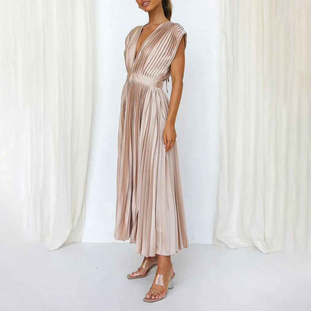 Angel | Women’s Pleated V-Neck Maxi Dress