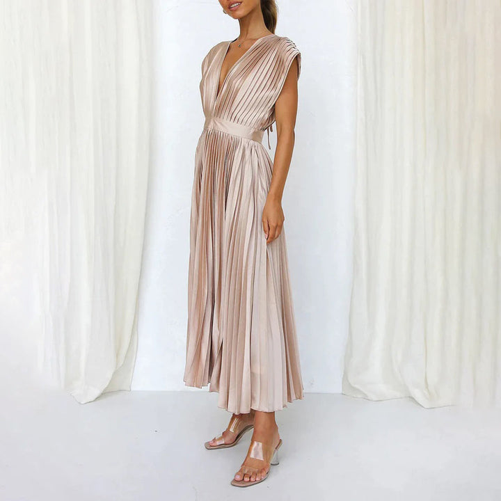 Angel | Women’s Pleated V-Neck Maxi Dress