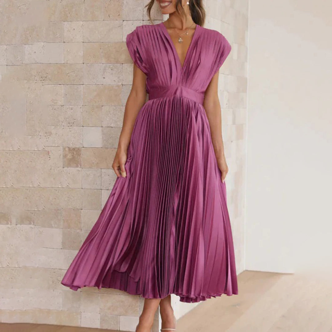 Angel | Women’s Pleated V-Neck Maxi Dress