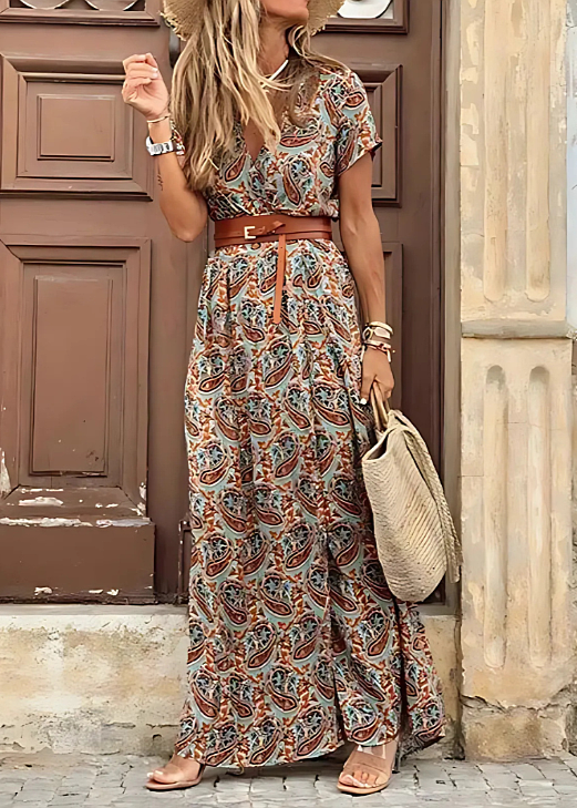 Anaya | Women's Boho Floral Print Belted Maxi Dress