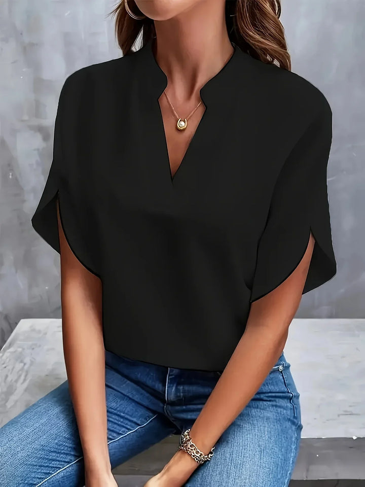 Palmer | Women's Short Sleeve Notch Neck Casual Blouse