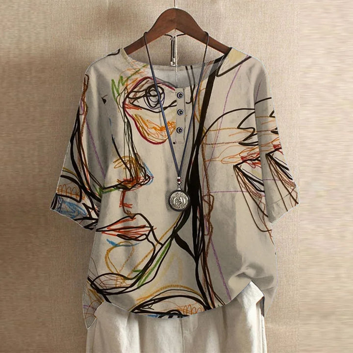 Mila | Women's Floral Print Short Sleeve Relaxed Casual Blouse