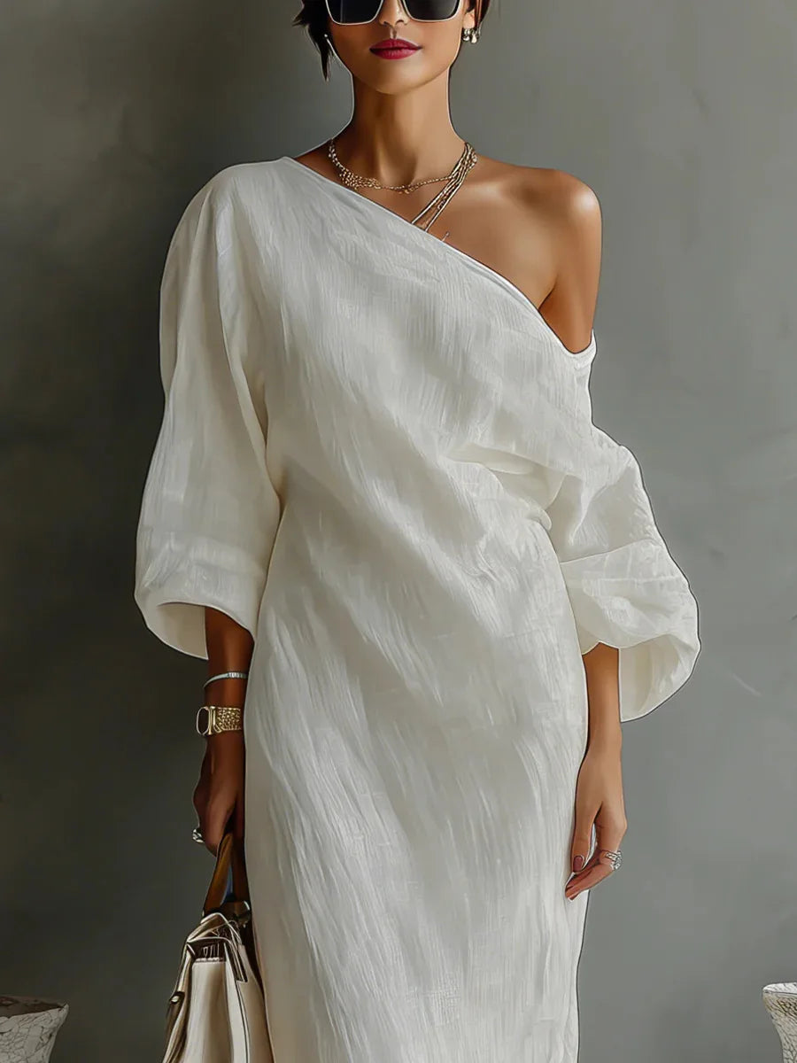 Andrea | Women's Summer Linen One Shoulder Dress