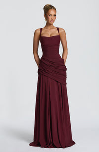 Rosalie | Women's Satin Wedding Guest Maxi Dress
