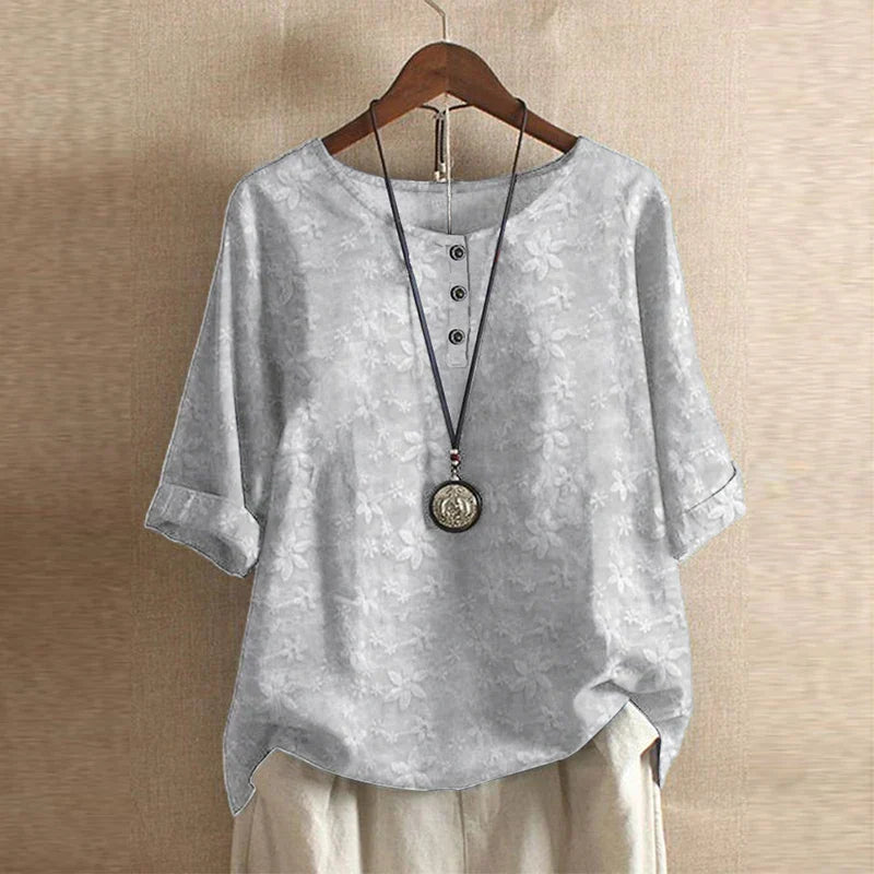 Mila | Women's Floral Print Short Sleeve Relaxed Casual Blouse
