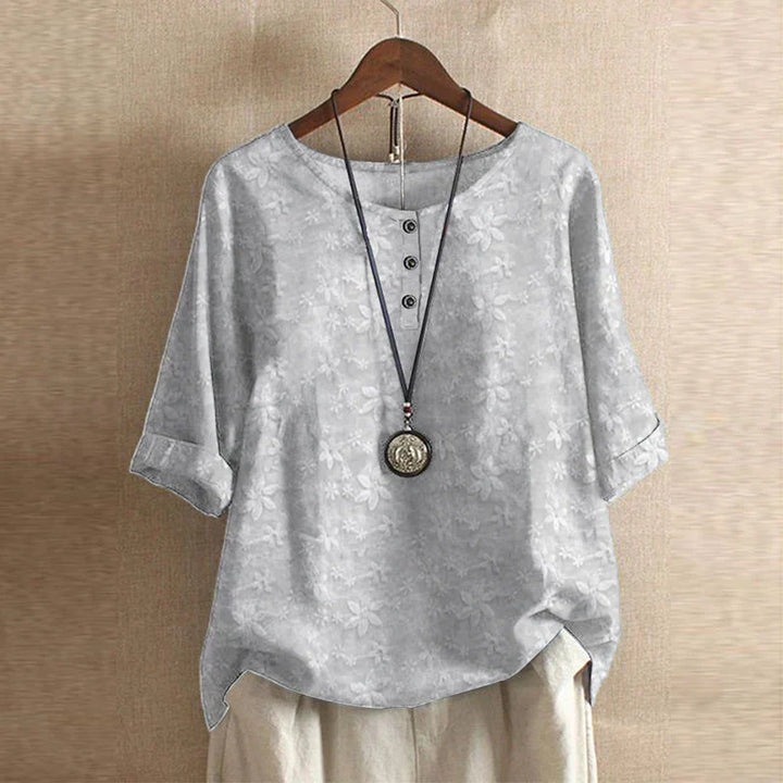 Mila | Women's Floral Print Short Sleeve Relaxed Casual Blouse