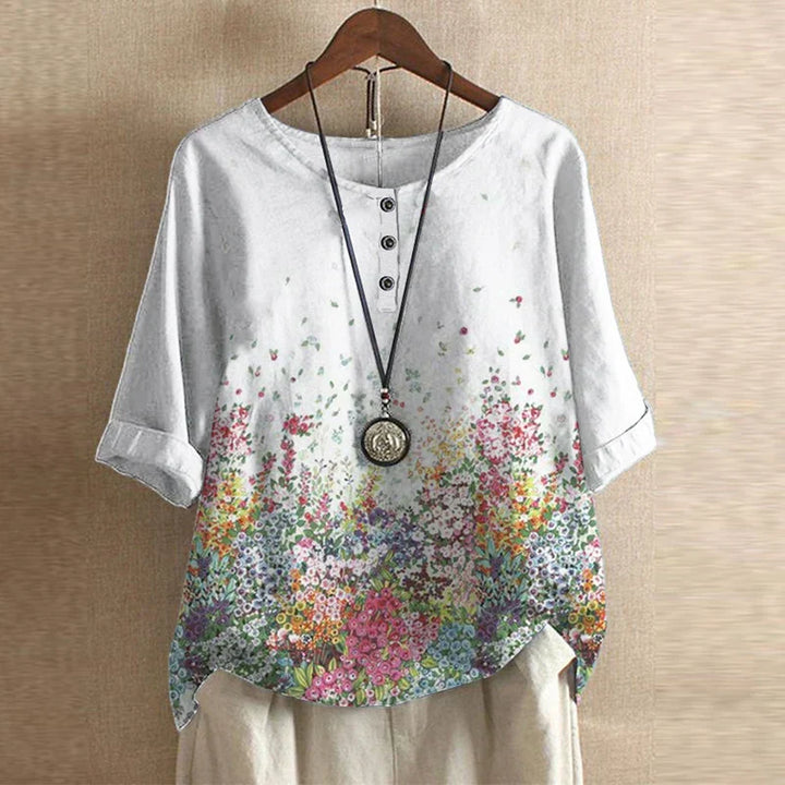 Mila | Women's Floral Print Short Sleeve Relaxed Casual Blouse