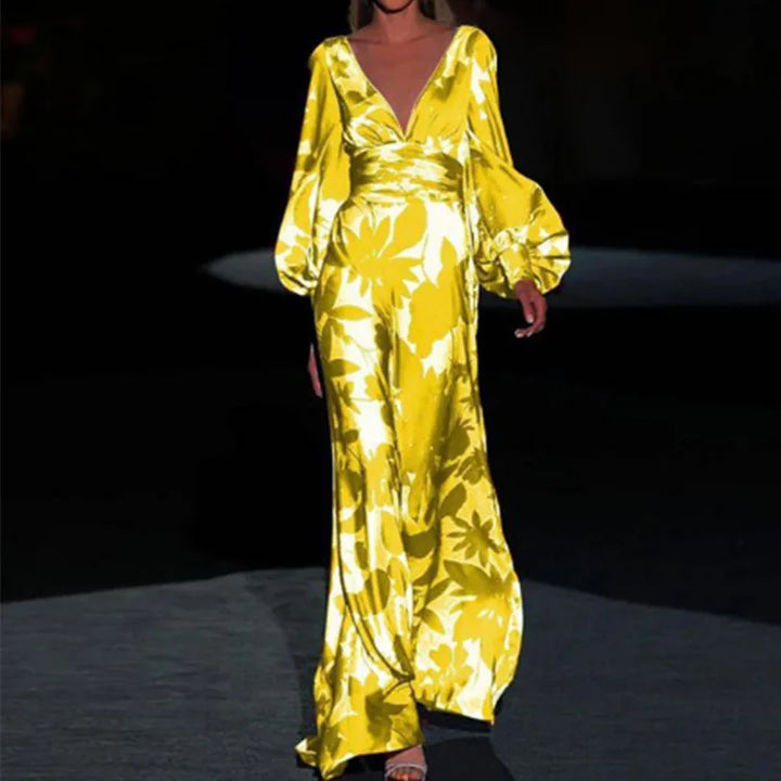 Isabella | Women's Elegant V-Neck Wrap Waist Maxi Dress