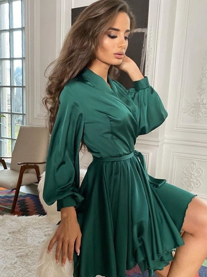 Melani | Women's Summer V-Neck Satin Midi Dress