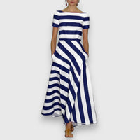 June | Women's Striped Shortsleeve Maxi Dress