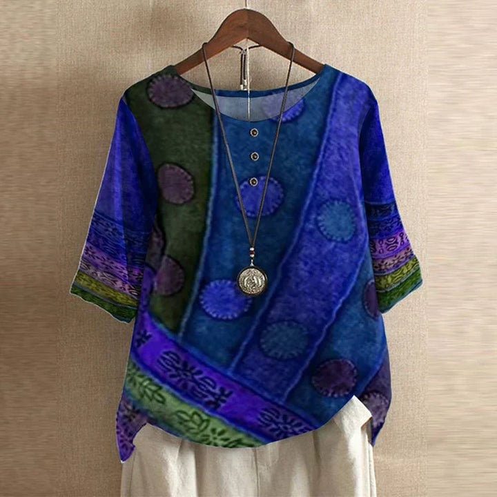 Mila | Women's Floral Print Short Sleeve Relaxed Casual Blouse