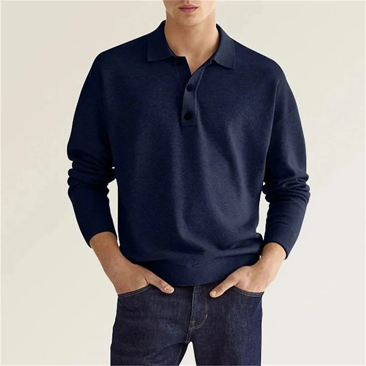 Noah | Men's Summer Long Sleeve Knit Polo Shirt