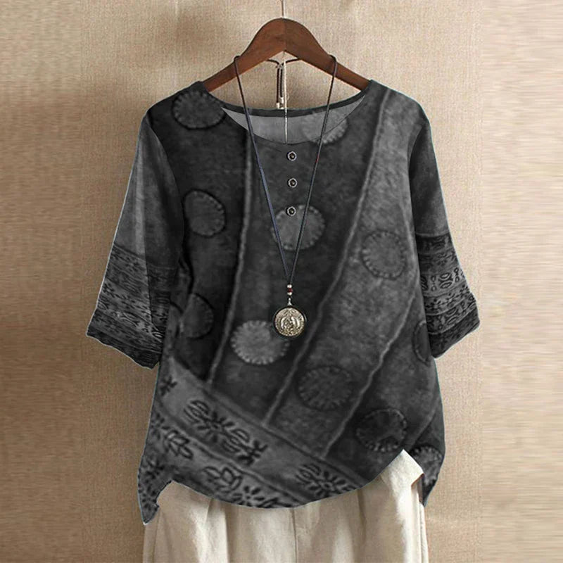 Mila | Women's Floral Print Short Sleeve Relaxed Casual Blouse