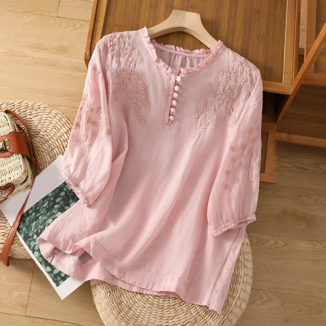 Noa | Women's Embroidered Three Quarter Sleeve Casual Blouse