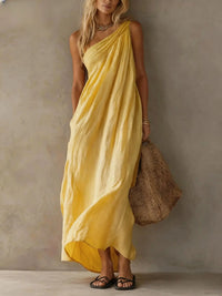 Nina | Women's One Shoulder Linen Summer Dress