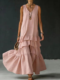 Amber | Women's Sleeveless Ruffle Maxi Dress