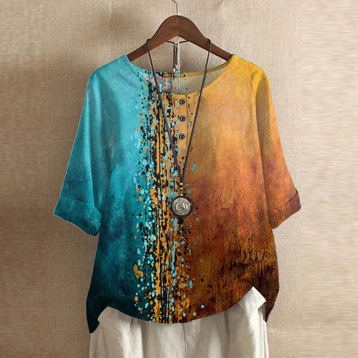 Mila | Women's Floral Print Short Sleeve Relaxed Casual Blouse