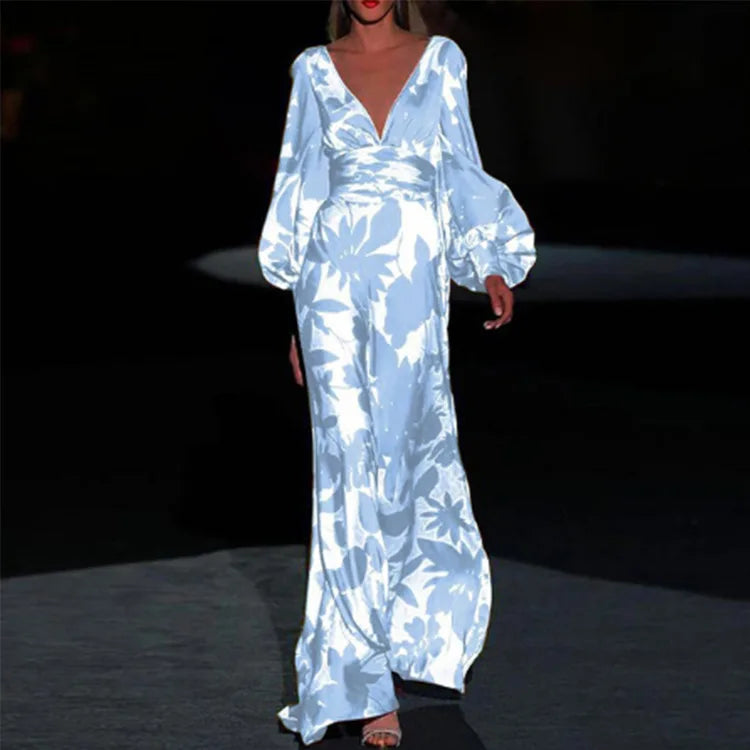 Isabella | Women's Elegant V-Neck Wrap Waist Maxi Dress