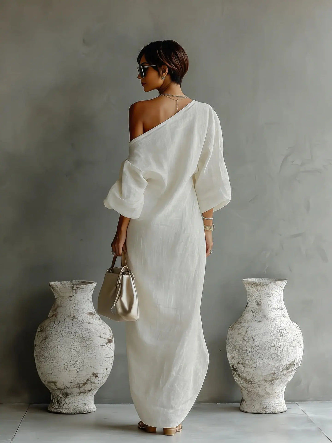 Andrea | Women's Summer Linen One Shoulder Dress