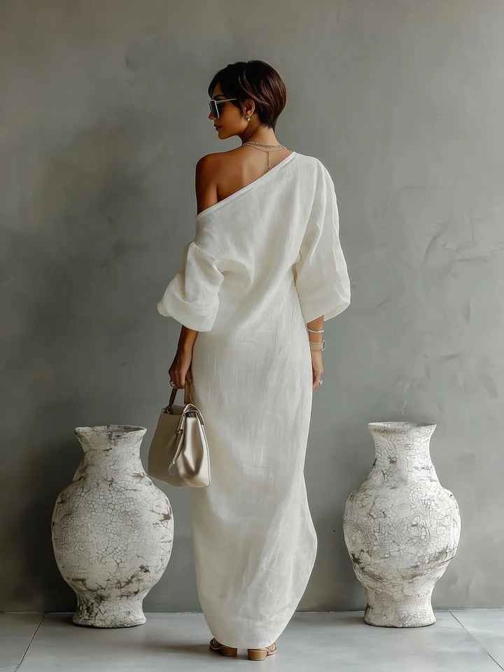 Andrea | Women's Summer Linen One Shoulder Dress