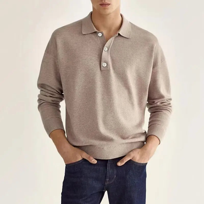 Noah | Men's Summer Long Sleeve Knit Polo Shirt